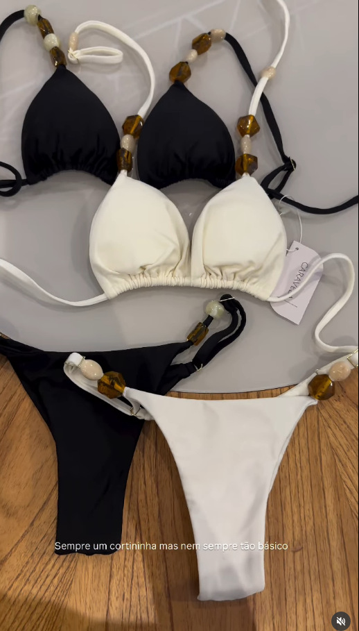 Women's High-End Fresh Split Bikini Solid Color Small Stone Accessory Design Hot Spring Resort Swimwear_voghion.com