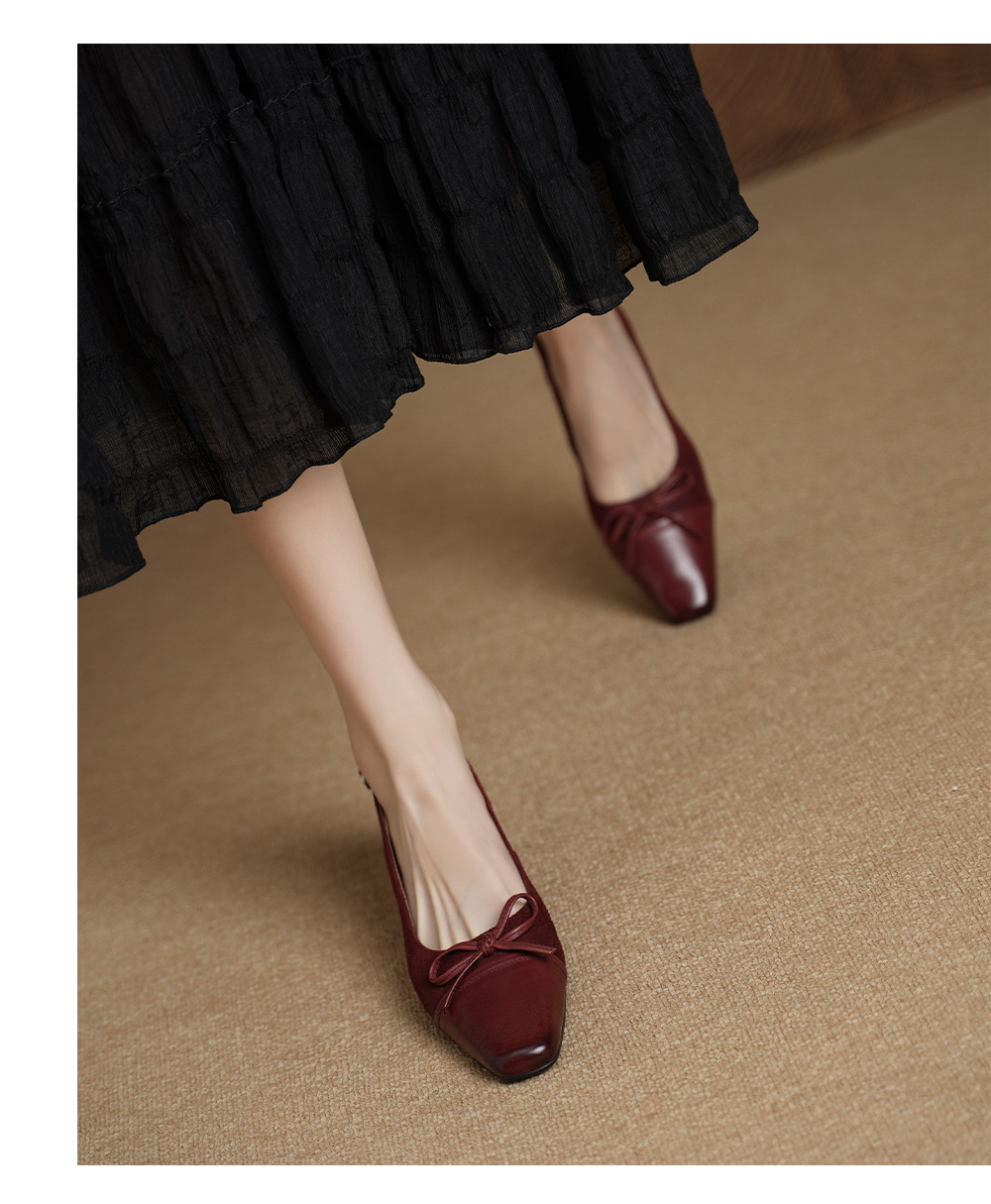 Sandal nữ da bò dệt gót 4.5 cm hở gót — màu nâu chi tiết 13