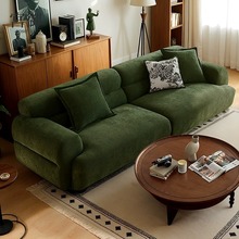 奶油风布艺沙发实木家用小户型单人双人位北欧风客厅懒人直排沙发