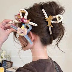 韓国落書き漫画クリップ女性用、多用途でハイエンドな後頭部サメクリップ、気質ヘアクリップヘッドドレス