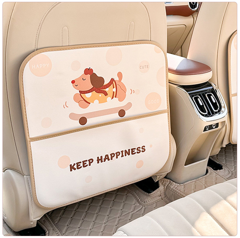 Creative cartoon car rear seat anti-kick pad cute puppy anti-dirty wear-resistant storage protection pad car seat back anti-kick pad