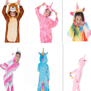 Mixed batch children's cartoon animal one-piece pajamas rainbow Starry Sky Horse flannel long sleeve home clothing manufacturers wholesale