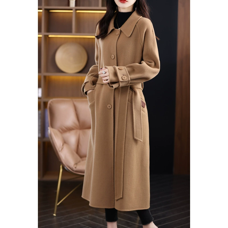 Winter retro double-sided woolen coat, long woolen suit, jacket, 2023 years, western style, mid-length