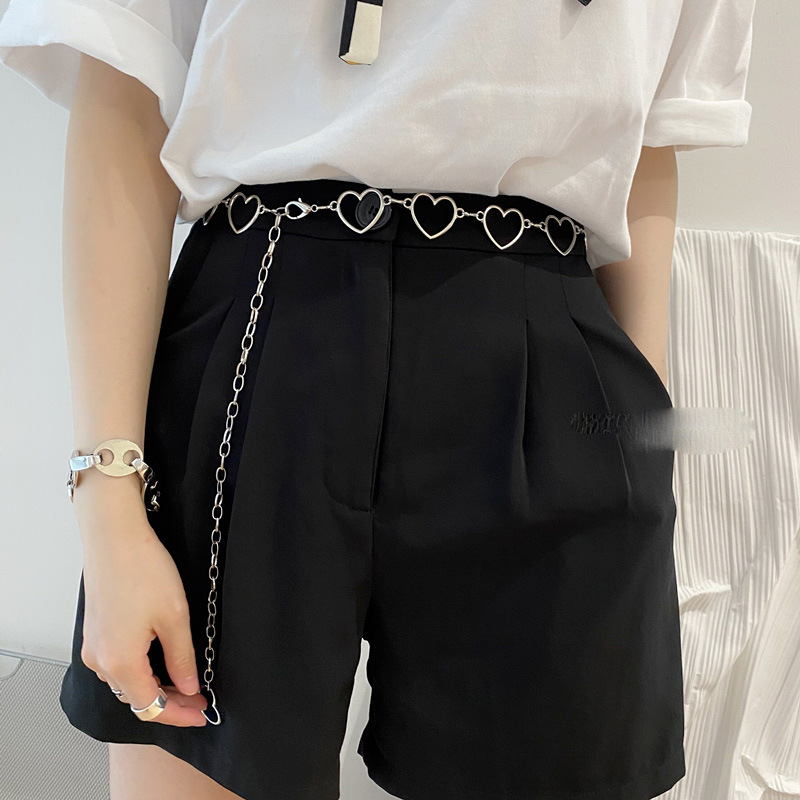 Waist Chain Women's Decorative Thin Belt With Simple Dress Metal Love Connection Fashion Small Belt Skirt