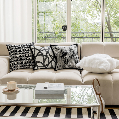 Light luxury black and white sofa pillow case ins style modern simple living room soft jacquard cushion sofa bed cushion