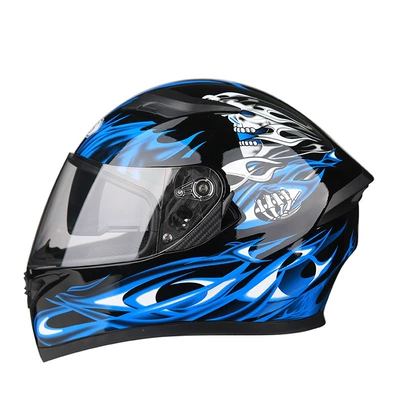Vehicle Safety Helmet: Motosiklet kaskı (dəbilqə) - black-and-blue-magic-with-lens-m