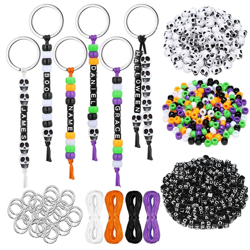 Набор для ключей из бисера своими руками, набор украшений на Хэллоуин, материал, регулируемая буквенная веревка, брелок с буквами