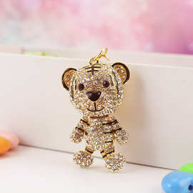 创意可爱十二生肖小老虎汽车钥匙扣镶钻动物挂件男士钥匙链女113