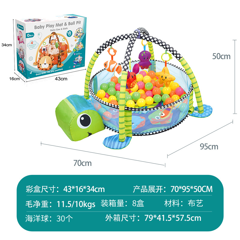 Estante de fitness para bebés estante de ejercicio de juguete transfronterizo PISCINA DE BOLAS de océano juego de piscina bebé tortuga juego manta estera