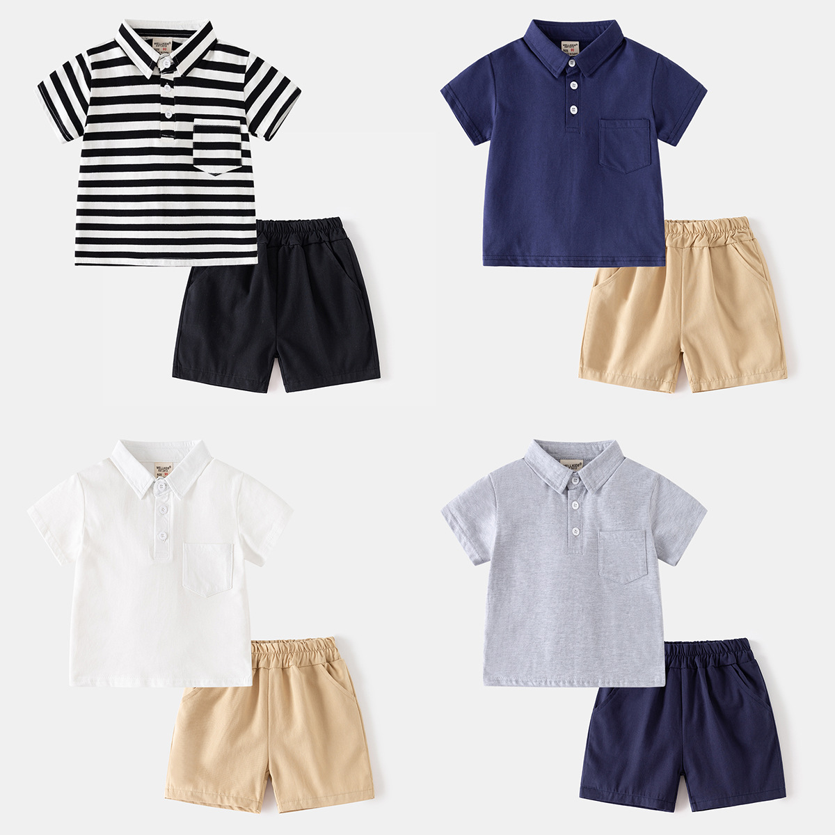 Children's summer suit foreign trade new boys short sleeve pants two suit baby POLO suit children's clothing wholesale
