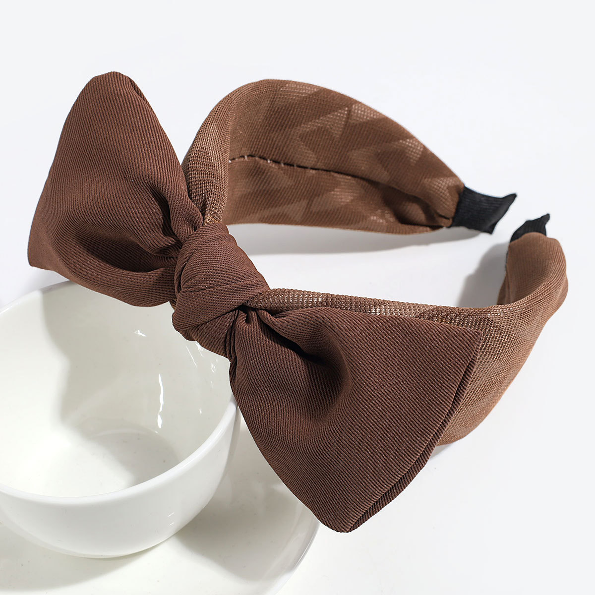 Nueva moda elegante gran arco de cabello estilo de la escuela tela tela banda de cabello temperamento toque de cabello universal mujer image 7