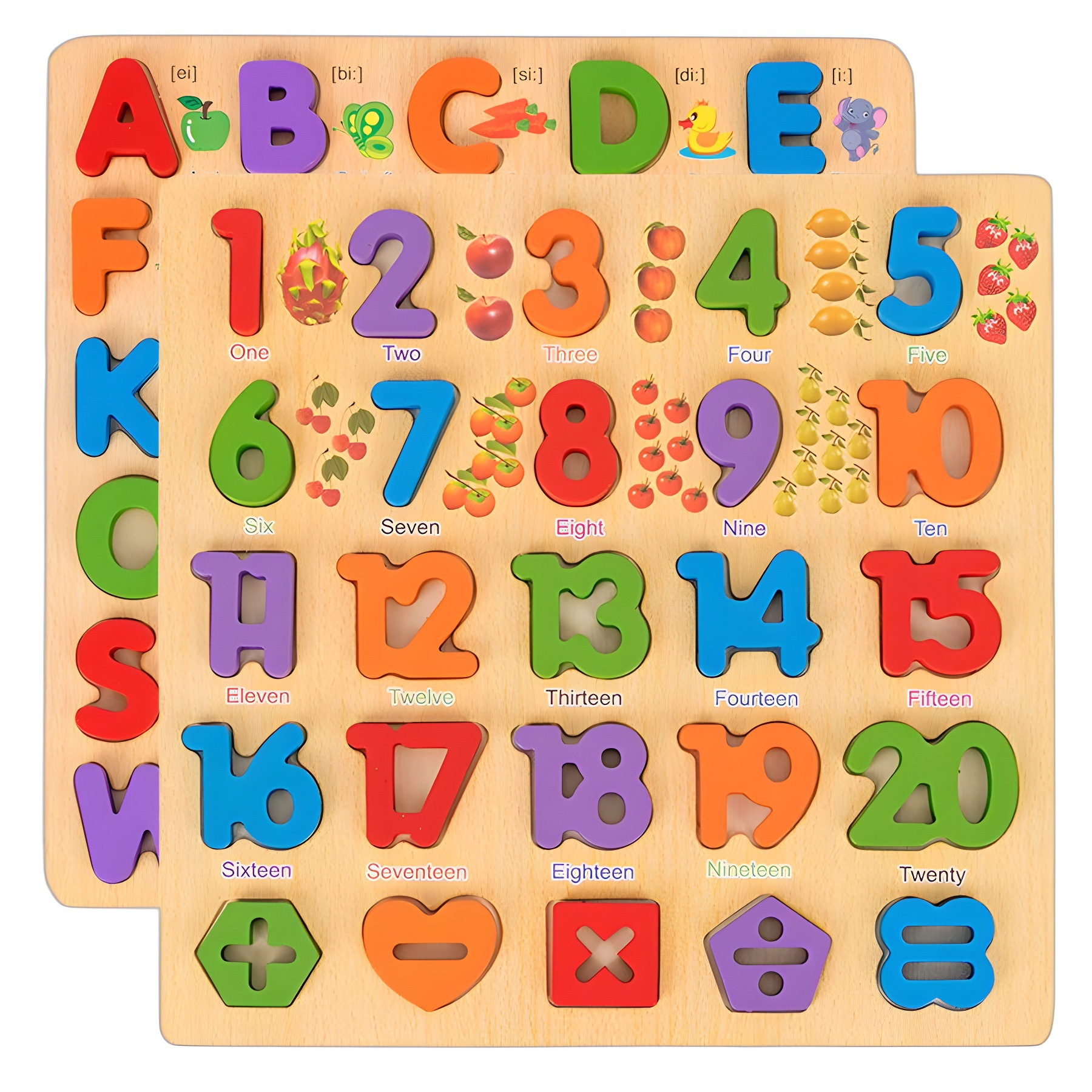 Junta alfanumérica de madera transfronteriza puzzle cognitivo de educación temprana de aprendizaje emparejado de mano agarrando juguetes de madera para niños