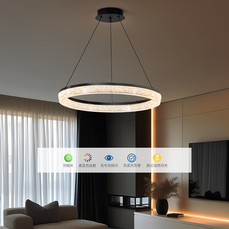 2026 nuevo estilo italiano minimalista creativo personalidad hielo ligero lujoso anillo de la sala de estar lámpara del dormitorio del comedor L686