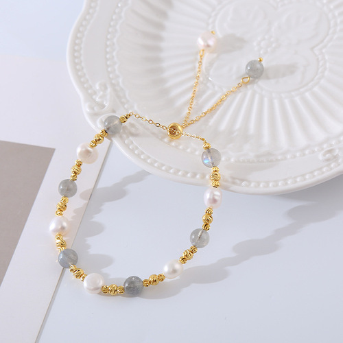 Summer New Baroque Pearl Bracelet for Women, Ins Korean Style Fashion, Unique Design, Pull-out Moonstone Bead String