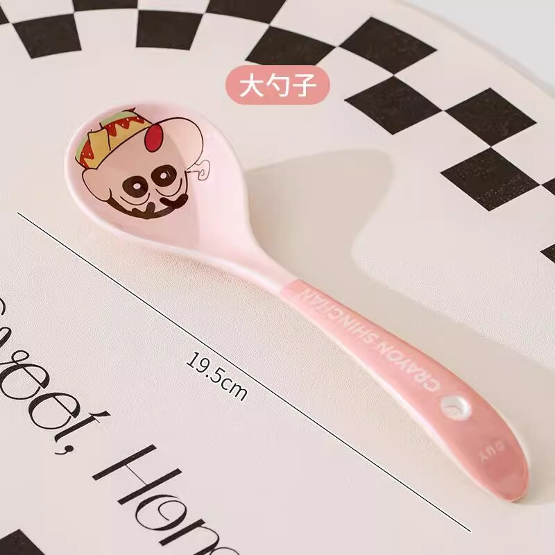 クレヨンしんちゃん陶器食器正方形丼高価値食器セット家庭用漫画子供用食器ボウルとスプーン|undefined