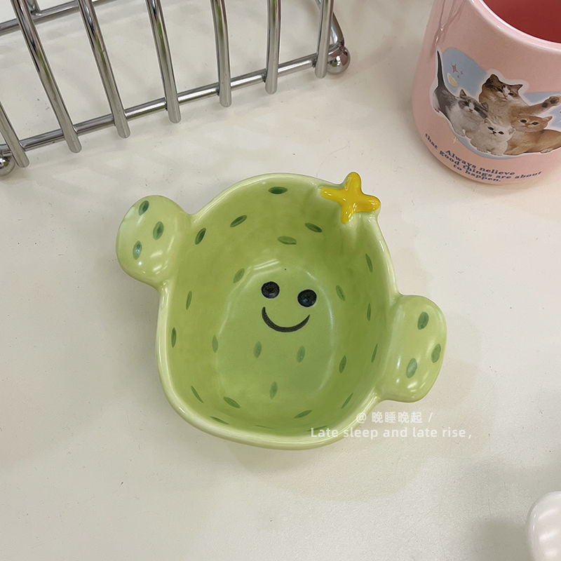 超かわいいアニメ陶磁器ボウル朝食ボウル家庭用陶磁器ヨーグルトボウル味皿に調味料皿をつけたおかず皿|undefined