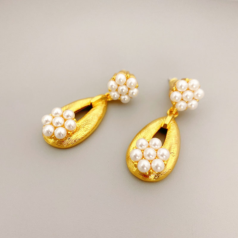 fashionable stone inlay drop-shaped pearl