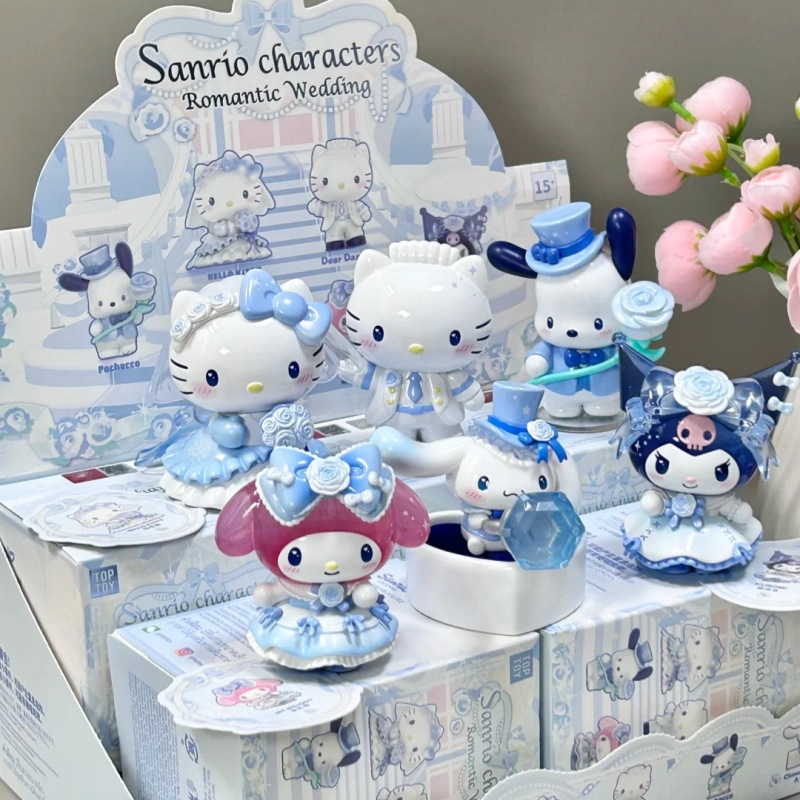 Self-Made Sanrio Family Romantic Wedding Series Blind Box Hello Kitty Kuromi Figurines Wholesale Gifts