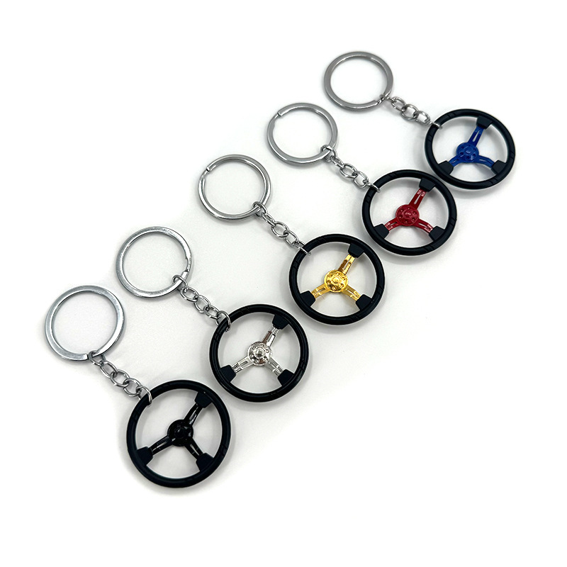 Car modified steering wheel JDM simulation modeling alloy metal creative key chain pendant foreign trade hot sale