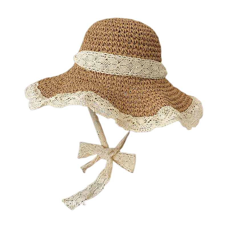 112g Weight Straw Hat Hats Type Casual, Outdoor Occasion Papyrus Material Bow Knot Pattern Spring&Summer Season Women's Gender Hawaiian, Tropical, Sweet Style Curved Eaves, Ruffles Rim Women's Hawaiian Tropical Sweet Bow Knot Curved Eaves Ruffles Straw Hat 38