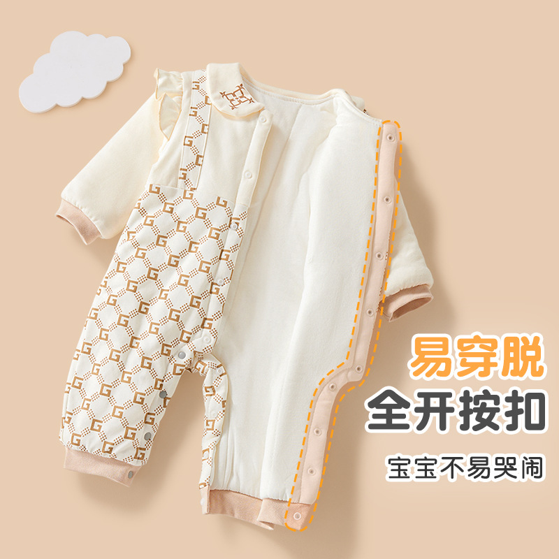 Uniforme de bebé otoño y invierno recién nacidos delgado algodón intercalado vestido exterior engrosado para niños y niñas calentamiento de invierno ropa de bebé
