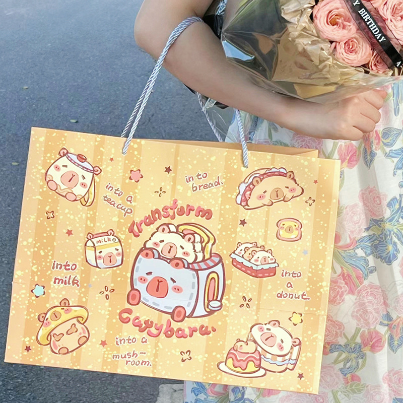 大号可爱卡通牛皮纸纸袋礼品袋高颜值创意礼物袋手提袋伴手礼袋子