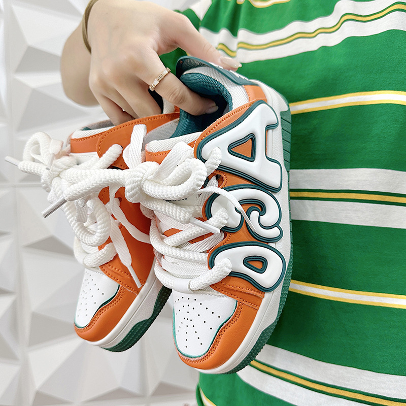 2023 New Shoes for Men and Women, Autumn Bread Shoes with Ulzzang Trendy College Letter Design, Breathable Skate Shoes