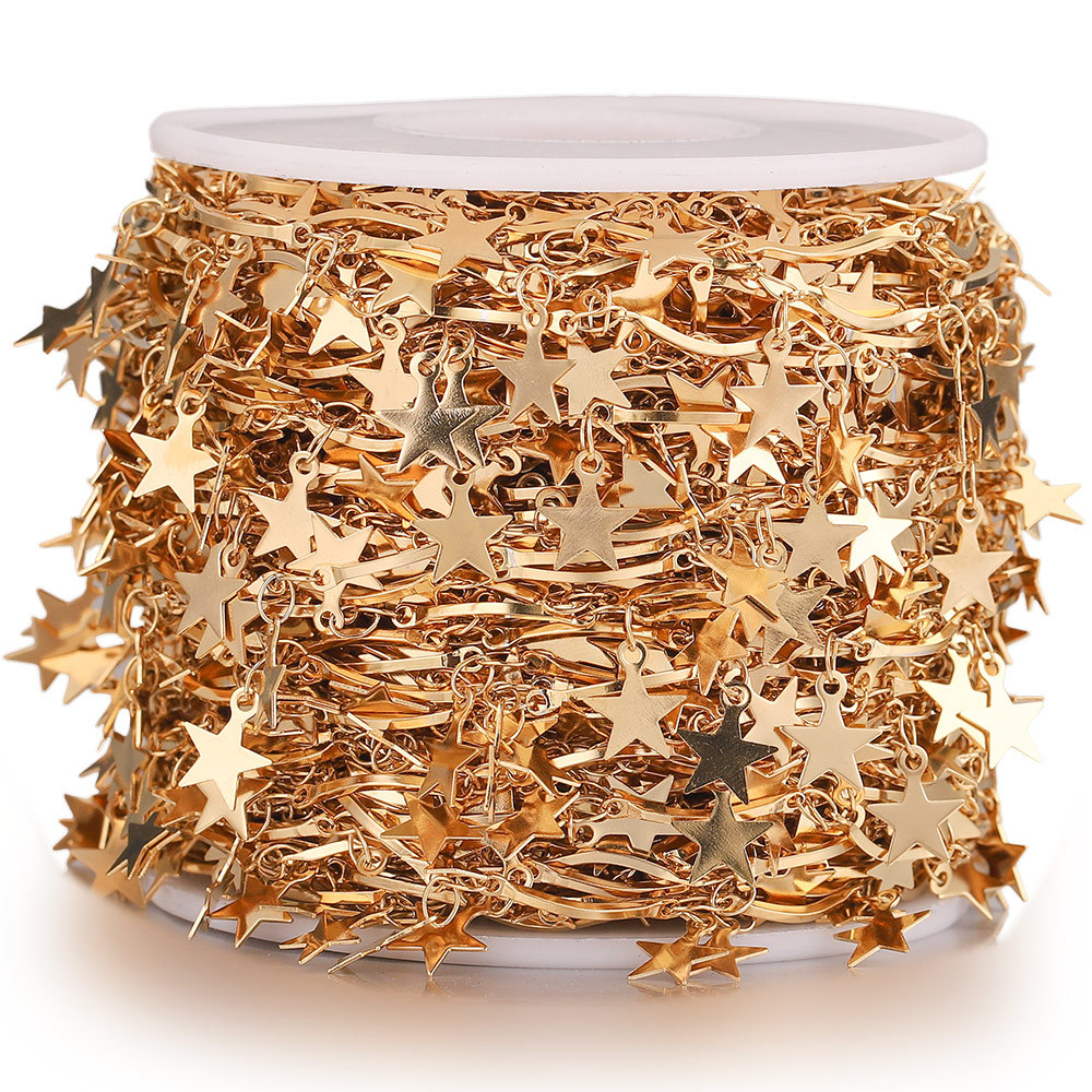 Cadena de estrella de acero inoxidable estrella de cinco puntas cadena hecha a mano de vacío Cadena de acero chapado en titanio DIY accesorios de la joyería pulsera collar