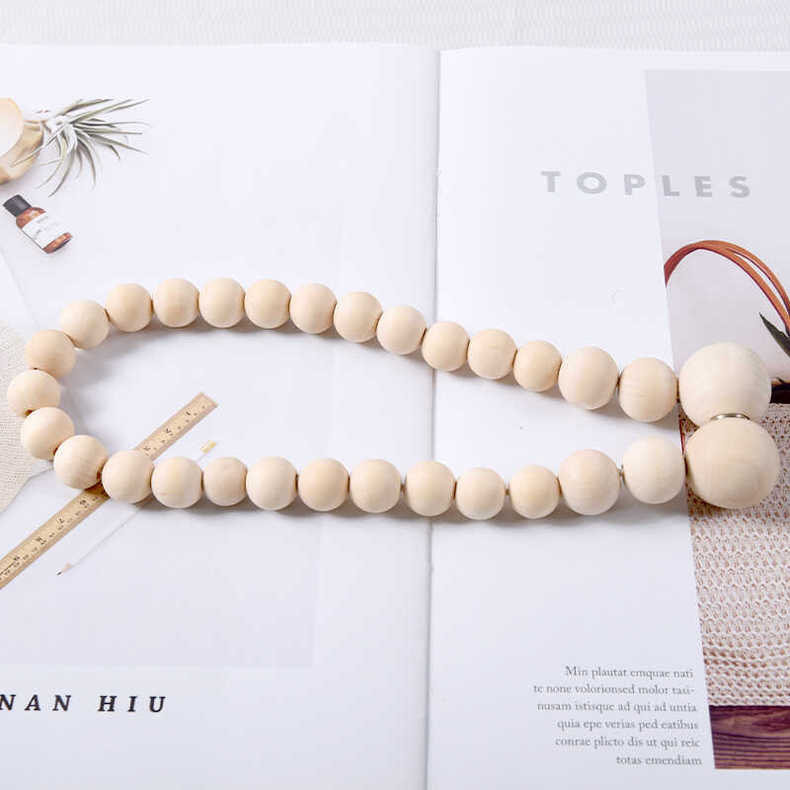 나무 색상의 나무 구슬 자석 버클의 끈