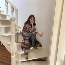 25年新韩国东大门女装羊绒羊毛大衣拼色双面穿长款大衣XG-1383