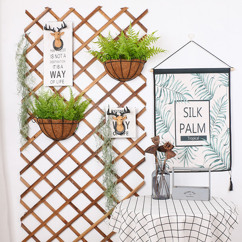 Cesta de flores tejida a mano colgante de pared maceta colgante canasta interior sala de estar sauce paja tejida cesta de flores decorativas semicírculo colgante Cuenca