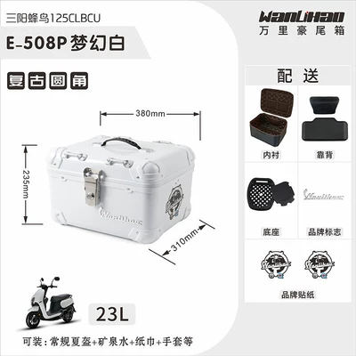 Motorcycle trunk – scooter storage and electric vehicle - rounded-corner-hummingbird-dream-white-508p-lining-backrest