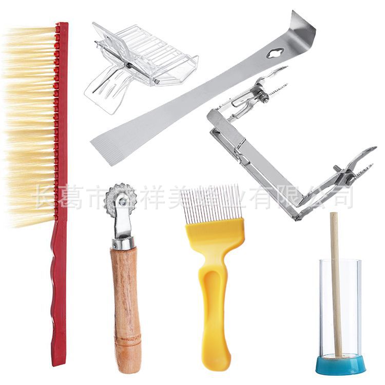 养蜂七7件套塑料蜂扫埋线器针式刀标记瓶巢框夹平口刀夹子笼