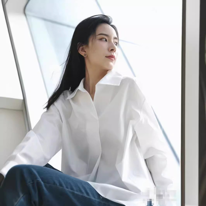 Xiaohe Shirt Spring White Cotton Pullover Top Women's Design Sense Niche High-end Shirt 2022 New