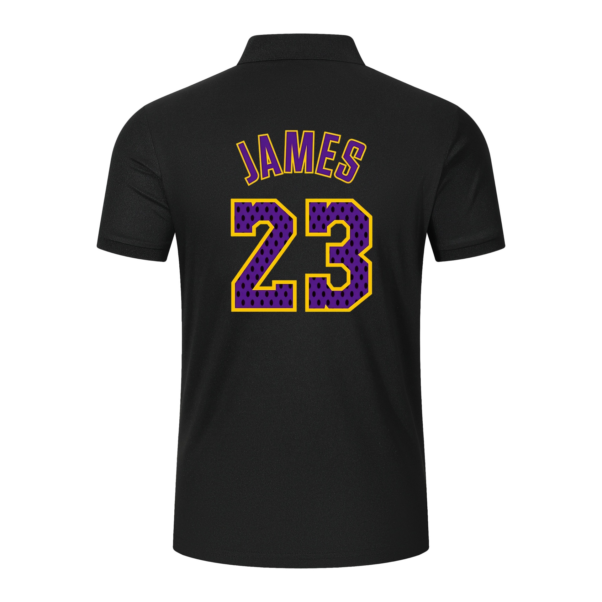 No. 23 Zip-up Polo Shirt, Business Casual Short-sleeved Lakers Color Scheme Basketball T-shirt_viptrois.com