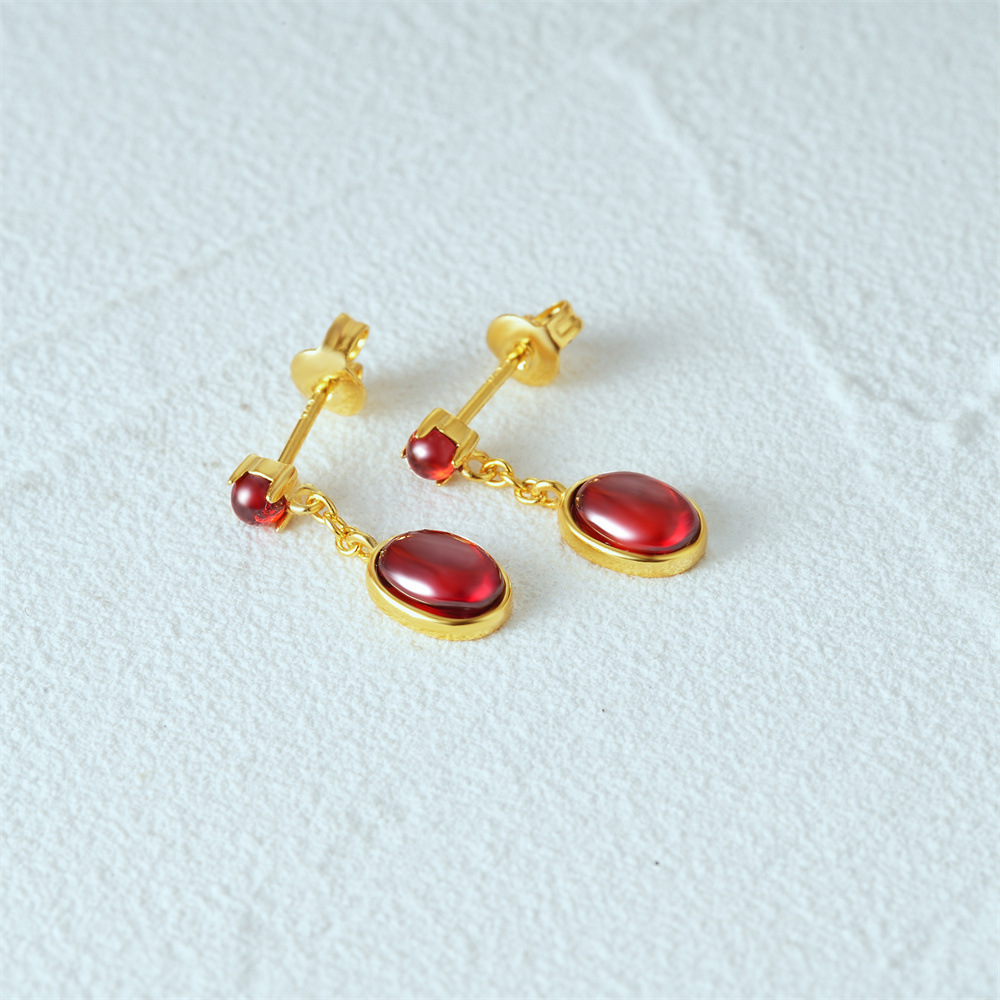 1 Pair 925 Sterling Silver Oval Drop Earrings display picture 4