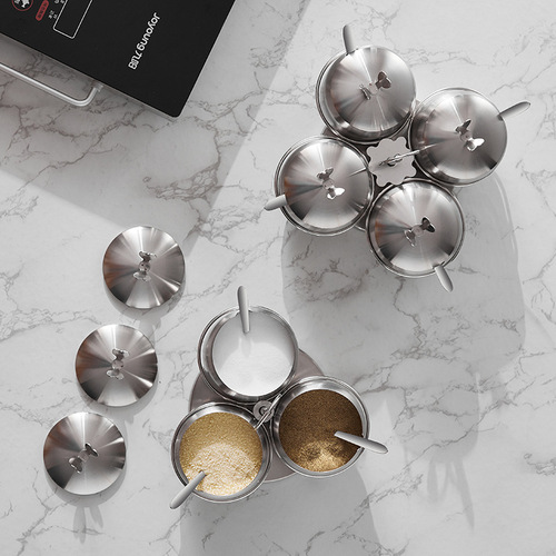 304 stainless steel seasoning jar waist-shaped seasoning jar seasoning bottle sugar cup flavor cup with spoon kitchen supplies seasoning box
