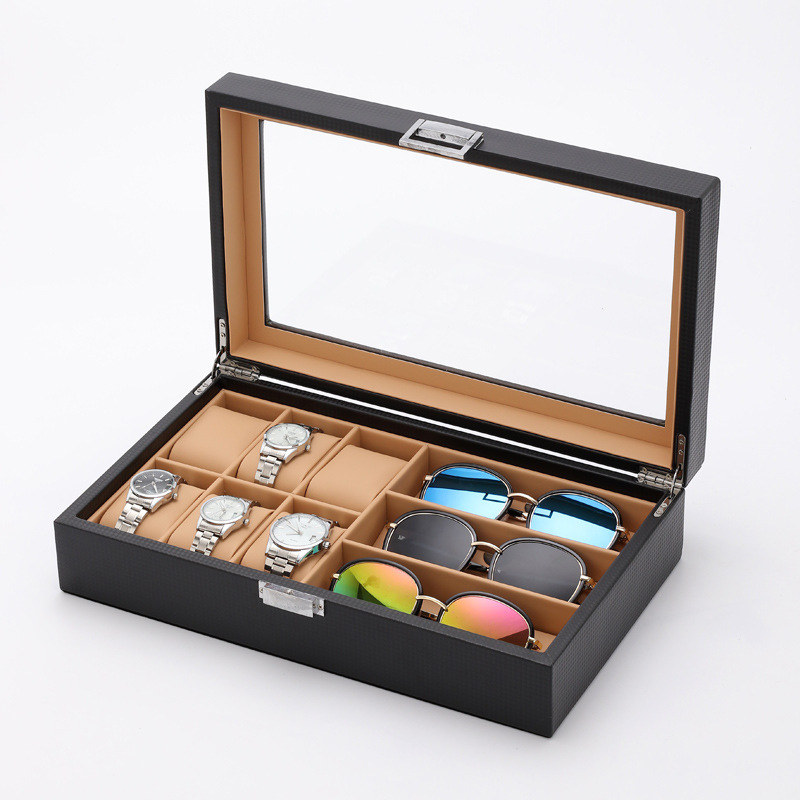 Caja Organizadora de Relojes, Joyas y Lentes de Madera para Almacenamiento y Exhibición