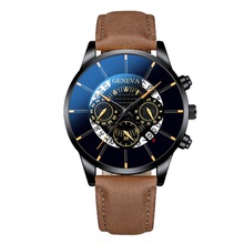 GENEVA外贸热销商务休闲手表 透明镂空非机械男士皮带日历石英表