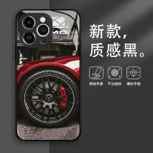 汽车轮毂适用iPhone17手机壳新款 苹果16/15 Pro Max 玻璃壳跑车