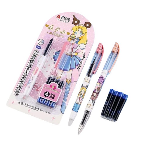 Wholesale Odmei fountain pen replaceable capsule pen set straight liquid large tip pen combination erasable blue ink capsule pen