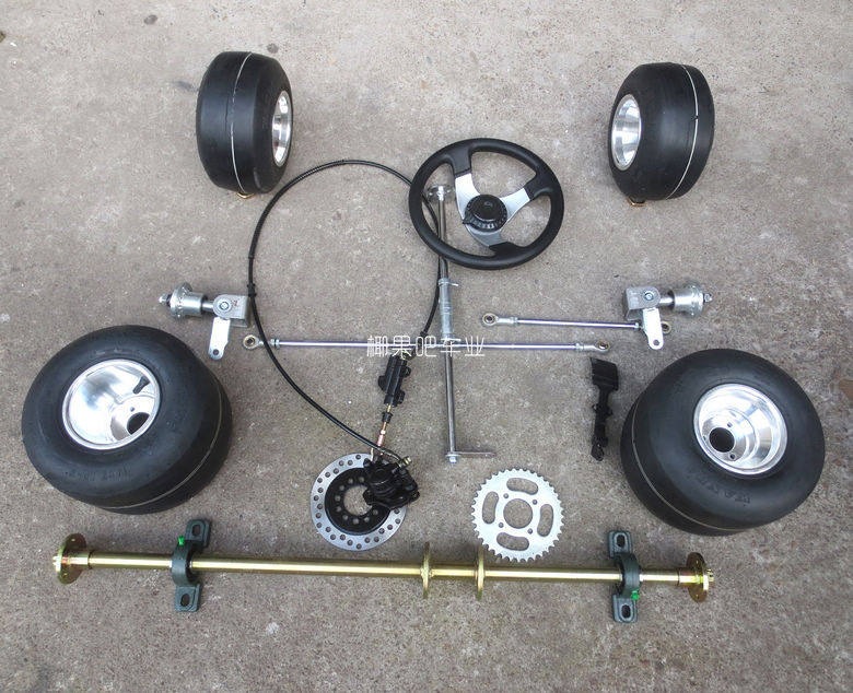 168 Go-Kart Accessories, Modified Drift Car, Four-Wheel Electric Vehicle, Front and Rear Suspension Brake System with 5inch Tires