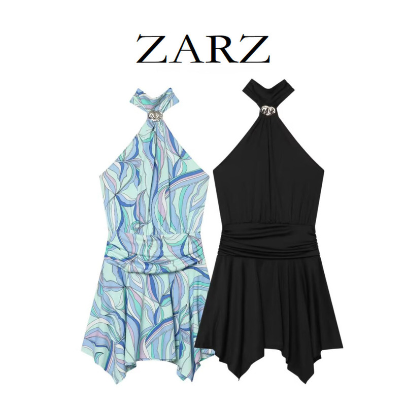 Zarz Self-Made European and American Style New Women's Fashion Stylish Flared Hem Halter Neck Dress 1319069 Zarz Self-Made European and American Style New Women's Fashion Stylish Flared Hem Halter Neck Dress 1319069