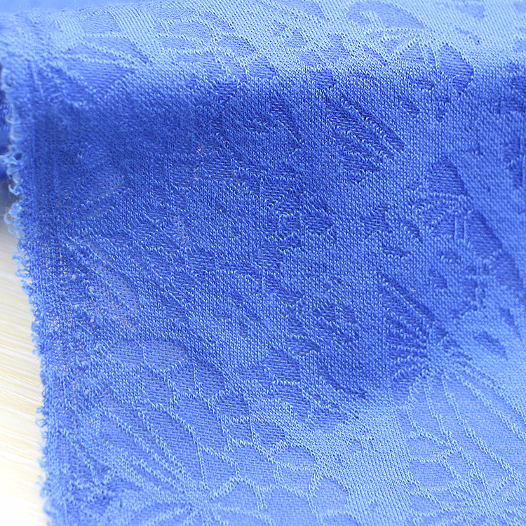 全涤纶提花双面布针织服装面料短纤低弹植物花型电脑大提花双面布