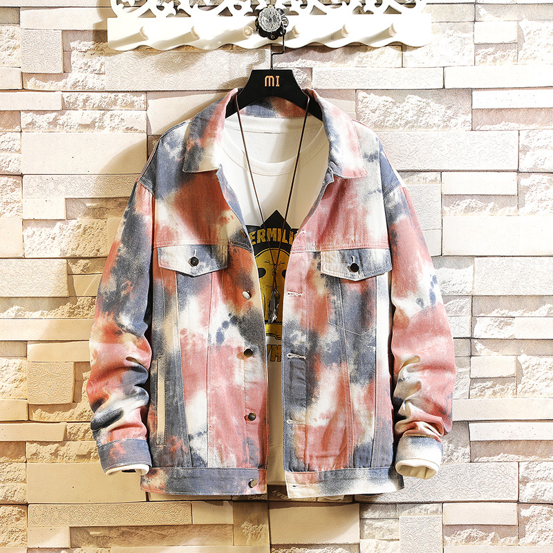 23 Herbst neue Herren-Jeansjacke mit Tarnmuster und Blumenmuster, übergroße, personalisierte Strickjacke für Jugendliche_voghion.com