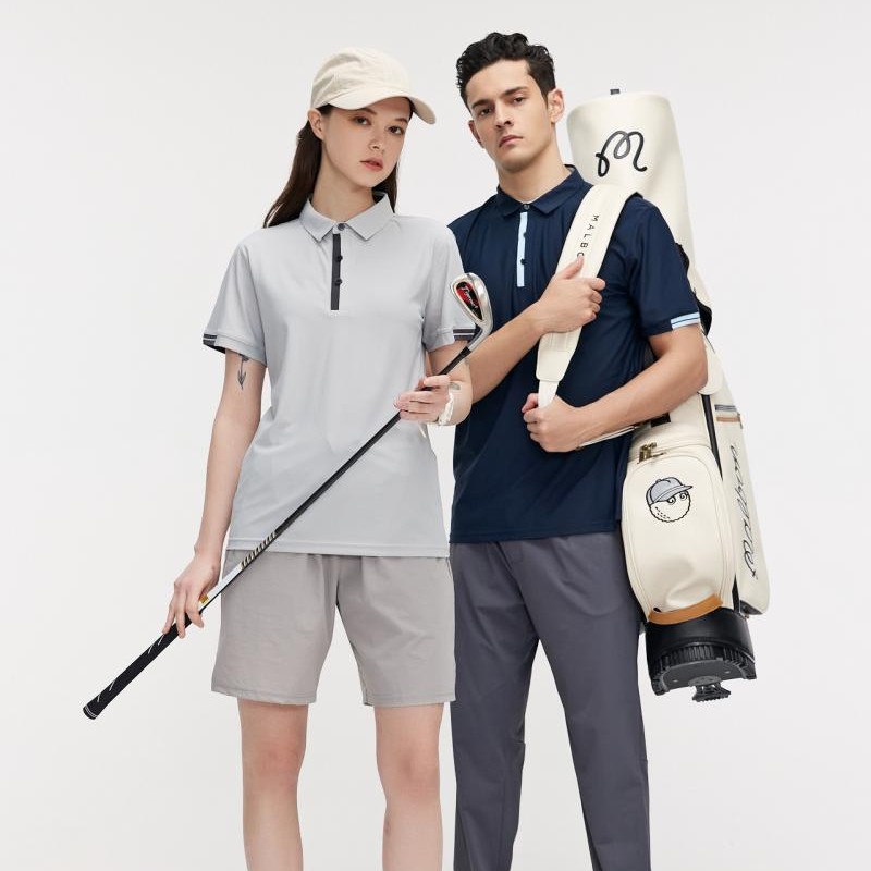 Verano nuevo deporte ocio polo de manga corta mujer y hombre cuello clásico versátil ropa deportiva transpirable de secado rápido impresa
