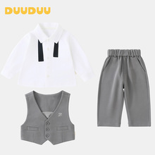 DUUDUU绅士2025春款宝宝衬衫小童裤子婴幼儿衣服西装生日男童套装