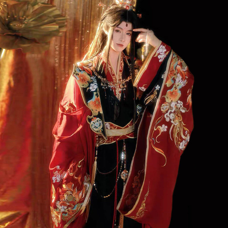 Hanfu for Men with Intricate Embroidery in Gold and Black, Stylish Tang and Han Dynasty Style, New National Style Costume, Fairy and Martial Arts Set Hanfu for Men with Intricate Embroidery in Gold and Black, Stylish Tang and Han Dynasty Style, New National Style Costume, Fairy and Martial Arts Set