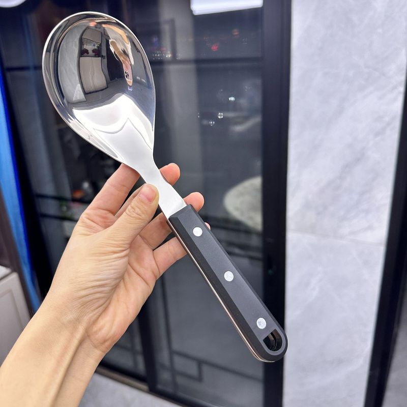新款黑珍珠不锈钢饭勺盛饭不粘米饭加深精抛款家用打饭勺子批发|undefined