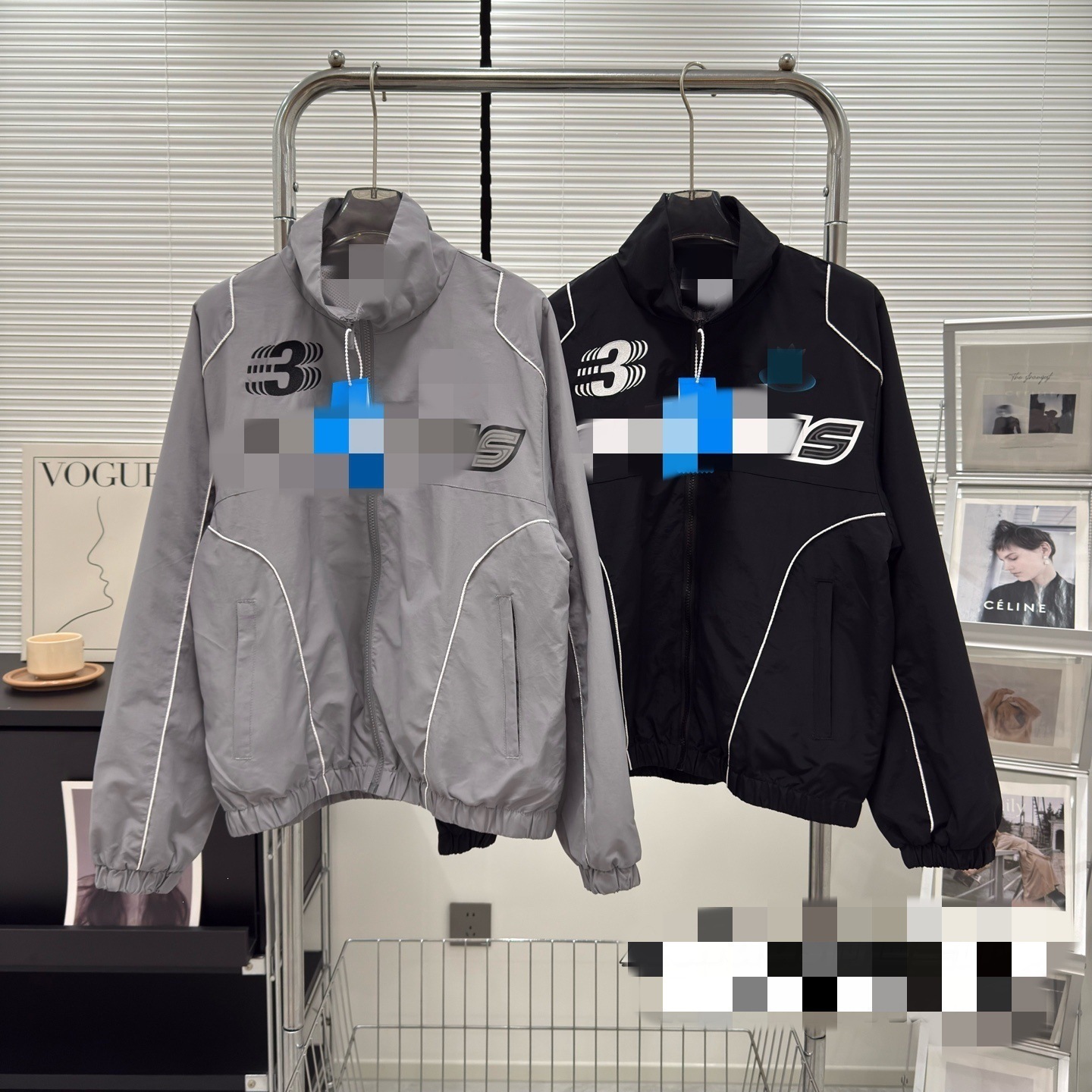 Three-leaf motorcycle style cool sports jacket for spring and autumn, unisex casual loose sports top 8034